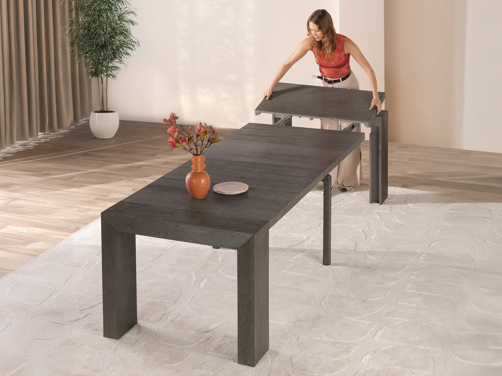 American Silver Birch::Gallery::Expanded Siberian Birch Transformer Table Shown with Bench
